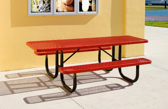 8' ADA Expanded Metal Picnic Table (Single-Sided)