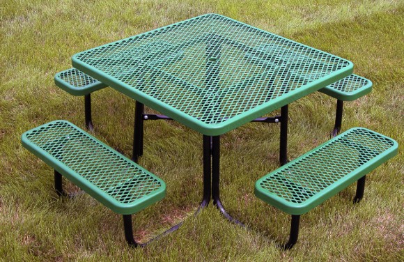 46" Square Expanded Metal Picnic Table