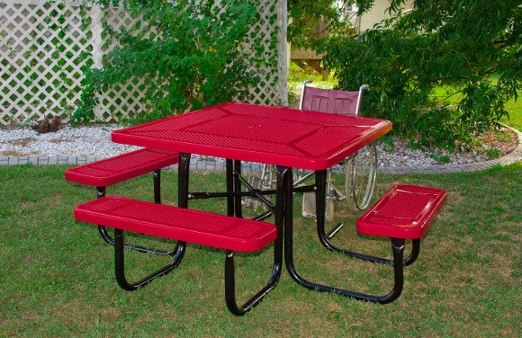 46" Square ADA Perforated Metal Picnic Table