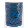 Recycle Logo Perforated Metal Trash Receptacle With Lid And Liner